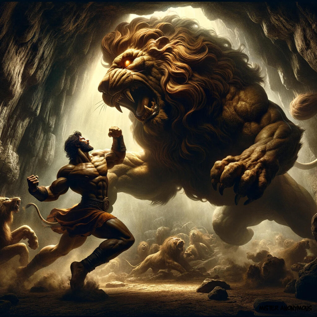 Hercules vs. the Nemean Lion - Limited Edition Artwork by Mister Anonymous